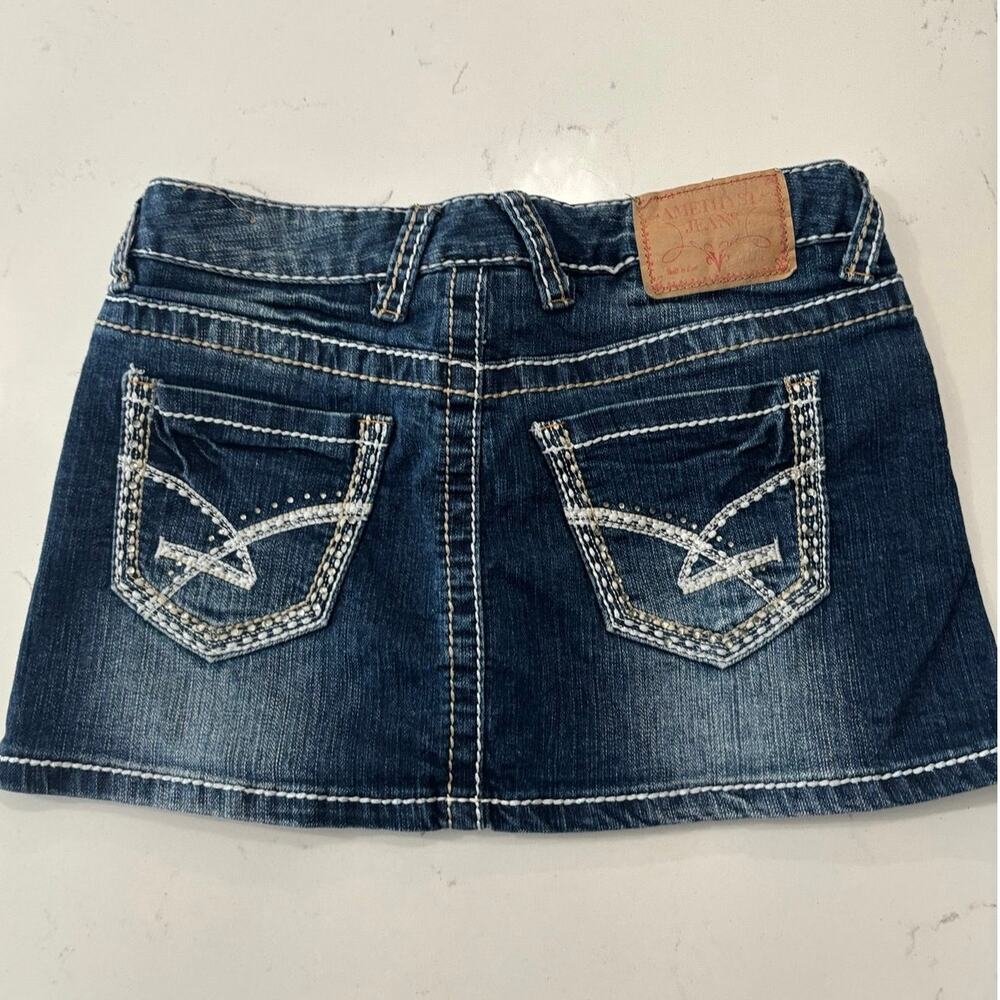 Y2K Amethyst micro mini denim jean skirt sz 0 blue festival cowgirl summer hot - Picture 2 of 8